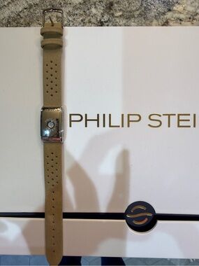 Philip Stein Beige Suede-Look Wellness Bracelet with Silver Accents